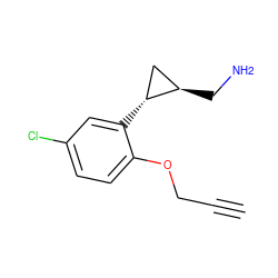 C#CCOc1ccc(Cl)cc1[C@@H]1C[C@H]1CN ZINC000299853964