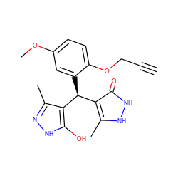 C#CCOc1ccc(OC)cc1[C@H](c1c(C)n[nH]c1O)c1c(C)[nH][nH]c1=O ZINC000004454002