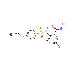 C#CCOc1ccc(S(=O)(=O)N(C)c2c(C)cc(Br)cc2C(=O)NO)cc1 ZINC000013440692