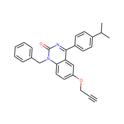 C#CCOc1ccc2c(c1)c(-c1ccc(C(C)C)cc1)nc(=O)n2Cc1ccccc1 ZINC000034341597