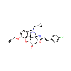 C#CCOc1ccc2c3c1O[C@H]1C(=O)CC[C@@]4(NC(=O)/C=C/c5ccc(Cl)cc5)[C@@H](C2)N(CC2CC2)CC[C@]314 ZINC000027102629