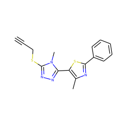 C#CCSc1nnc(-c2sc(-c3ccccc3)nc2C)n1C ZINC000003469865