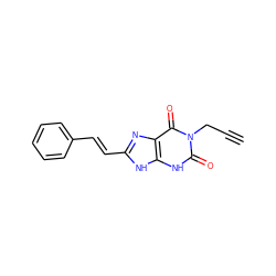 C#CCn1c(=O)[nH]c2[nH]c(/C=C/c3ccccc3)nc2c1=O ZINC000013776395