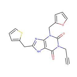 C#CCn1c(=O)c2[nH]c(Cc3cccs3)nc2n(Cc2ccco2)c1=O ZINC000045386439