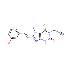 C#CCn1c(=O)c2c(nc(/C=C/c3cccc(O)c3)n2C)n(C)c1=O ZINC000013804959