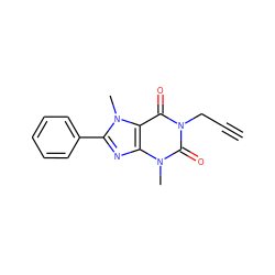 C#CCn1c(=O)c2c(nc(-c3ccccc3)n2C)n(C)c1=O ZINC000013776388