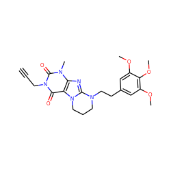 C#CCn1c(=O)c2c(nc3n2CCCN3CCc2cc(OC)c(OC)c(OC)c2)n(C)c1=O ZINC000103251232