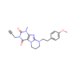 C#CCn1c(=O)c2c(nc3n2CCCN3CCc2ccc(OC)cc2)n(C)c1=O ZINC000103251230