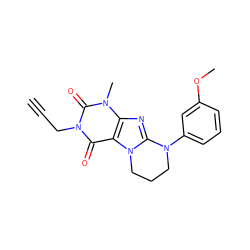 C#CCn1c(=O)c2c(nc3n2CCCN3c2cccc(OC)c2)n(C)c1=O ZINC000103251254