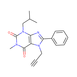 C#CCn1c(-c2ccccc2)nc2c1c(=O)n(C)c(=O)n2CC(C)C ZINC000013776391