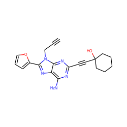 C#CCn1c(-c2ccco2)nc2c(N)nc(C#CC3(O)CCCCC3)nc21 ZINC000144151425