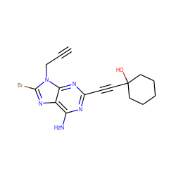 C#CCn1c(Br)nc2c(N)nc(C#CC3(O)CCCCC3)nc21 ZINC000144150356