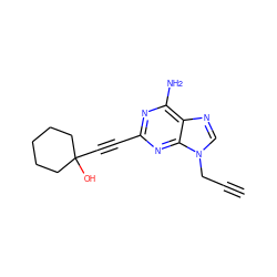 C#CCn1cnc2c(N)nc(C#CC3(O)CCCCC3)nc21 ZINC000144150583