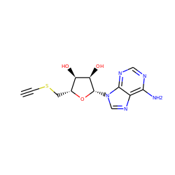 C#CSC[C@H]1O[C@@H](n2cnc3c(N)ncnc32)[C@H](O)[C@@H]1O ZINC000013489709