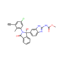 C#Cc1cc(Cl)cc(N2C(=O)c3ccccc3[C@]2(O)c2ccc3nc(NC(=O)OC)[nH]c3c2)c1C ZINC000223320276