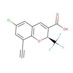 C#Cc1cc(Cl)cc2c1O[C@H](C(F)(F)F)C(C(=O)O)=C2 ZINC000064549853