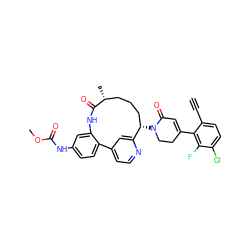 C#Cc1ccc(Cl)c(F)c1C1=CC(=O)N([C@H]2CCC[C@@H](C)C(=O)Nc3cc(NC(=O)OC)ccc3-c3ccnc2c3)CC1 ZINC000220118519