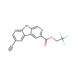 C#Cc1ccc2[nH]c3cnc(C(=O)OCC(F)(F)F)cc3c2c1 ZINC000064512541