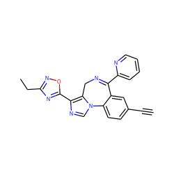 C#Cc1ccc2c(c1)C(c1ccccn1)=NCc1c(-c3nc(CC)no3)ncn1-2 ZINC001772607532