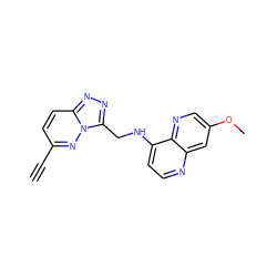 C#Cc1ccc2nnc(CNc3ccnc4cc(OC)cnc34)n2n1 ZINC000139882884