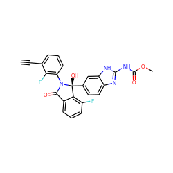 C#Cc1cccc(N2C(=O)c3cccc(F)c3[C@@]2(O)c2ccc3nc(NC(=O)OC)[nH]c3c2)c1F ZINC000231414890