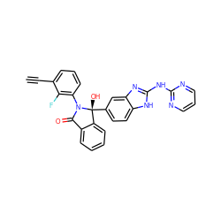 C#Cc1cccc(N2C(=O)c3ccccc3[C@@]2(O)c2ccc3[nH]c(Nc4ncccn4)nc3c2)c1F ZINC000116258534