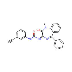 C#Cc1cccc(NC(=O)N[C@@H]2N=C(c3ccccc3)c3ccccc3N(C)C2=O)c1 ZINC000013732903