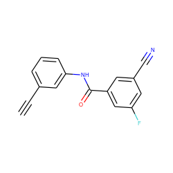 C#Cc1cccc(NC(=O)c2cc(F)cc(C#N)c2)c1 ZINC000058626679