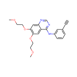 C#Cc1cccc(Nc2ncnc3cc(OCCOC)c(OCCOC)cc23)c1 ZINC000001546066