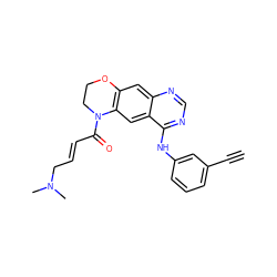 C#Cc1cccc(Nc2ncnc3cc4c(cc23)N(C(=O)/C=C/CN(C)C)CCO4)c1 ZINC000103270767