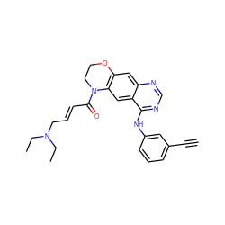 C#Cc1cccc(Nc2ncnc3cc4c(cc23)N(C(=O)/C=C/CN(CC)CC)CCO4)c1 ZINC000103270760