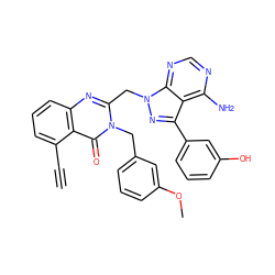 C#Cc1cccc2nc(Cn3nc(-c4cccc(O)c4)c4c(N)ncnc43)n(Cc3cccc(OC)c3)c(=O)c12 ZINC000068267352