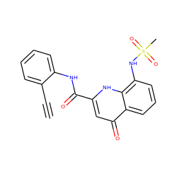 C#Cc1ccccc1NC(=O)c1cc(=O)c2cccc(NS(C)(=O)=O)c2[nH]1 ZINC000095588172