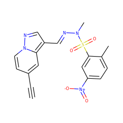 C#Cc1ccn2ncc(/C=N/N(C)S(=O)(=O)c3cc([N+](=O)[O-])ccc3C)c2c1 ZINC000082151837