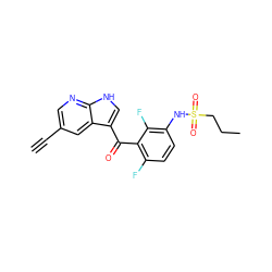 C#Cc1cnc2[nH]cc(C(=O)c3c(F)ccc(NS(=O)(=O)CCC)c3F)c2c1 ZINC000113506029