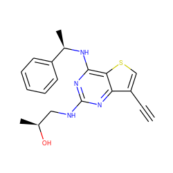 C#Cc1csc2c(N[C@H](C)c3ccccc3)nc(NC[C@H](C)O)nc12 ZINC000068267245