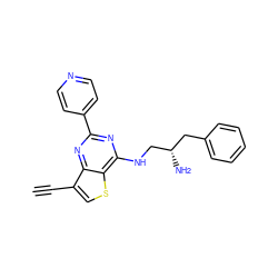 C#Cc1csc2c(NC[C@@H](N)Cc3ccccc3)nc(-c3ccncc3)nc12 ZINC000223684359