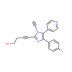 C#Cn1c(C#CCCO)nc(-c2ccc(F)cc2)c1-c1ccncc1 ZINC000045290477