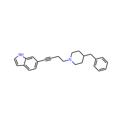 C(#Cc1ccc2cc[nH]c2c1)CCN1CCC(Cc2ccccc2)CC1 ZINC000013813156