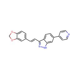 C(=C/c1n[nH]c2cc(-c3ccncc3)ccc12)\c1ccc2c(c1)OCO2 ZINC000197970906