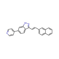 C(=C/c1n[nH]c2cc(-c3ccncc3)ccc12)\c1ccc2ccccc2c1 ZINC000166812226