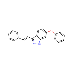 C(=C/c1n[nH]c2cc(Oc3ccccc3)ccc12)\c1ccccc1 ZINC000004617987