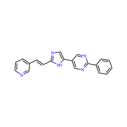 C(=C/c1ncc(-c2cnc(-c3ccccc3)nc2)[nH]1)\c1cccnc1 ZINC000068204383