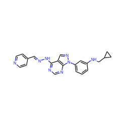 C(=N/Nc1ncnc2c1cnn2-c1cccc(NCC2CC2)c1)\c1ccncc1 ZINC000014946167