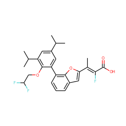 C/C(=C(/F)C(=O)O)c1cc2cccc(-c3cc(C(C)C)cc(C(C)C)c3OCC(F)F)c2o1 ZINC000029339034