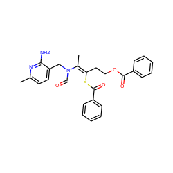 C/C(=C(\CCOC(=O)c1ccccc1)SC(=O)c1ccccc1)N(C=O)Cc1ccc(C)nc1N ZINC000028976193