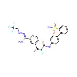 C/C(=C(\F)C(=O)Nc1ccc(-c2ccccc2S(N)(=O)=O)cc1)c1cccc(/C(N)=N/NCC(F)(F)F)c1 ZINC000026821648