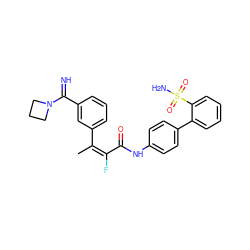 C/C(=C(\F)C(=O)Nc1ccc(-c2ccccc2S(N)(=O)=O)cc1)c1cccc(C(=N)N2CCC2)c1 ZINC000013487203