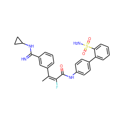 C/C(=C(\F)C(=O)Nc1ccc(-c2ccccc2S(N)(=O)=O)cc1)c1cccc(C(=N)NC2CC2)c1 ZINC000013487202