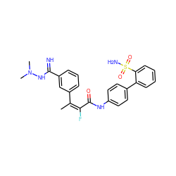 C/C(=C(\F)C(=O)Nc1ccc(-c2ccccc2S(N)(=O)=O)cc1)c1cccc(C(=N)NN(C)C)c1 ZINC000013487199